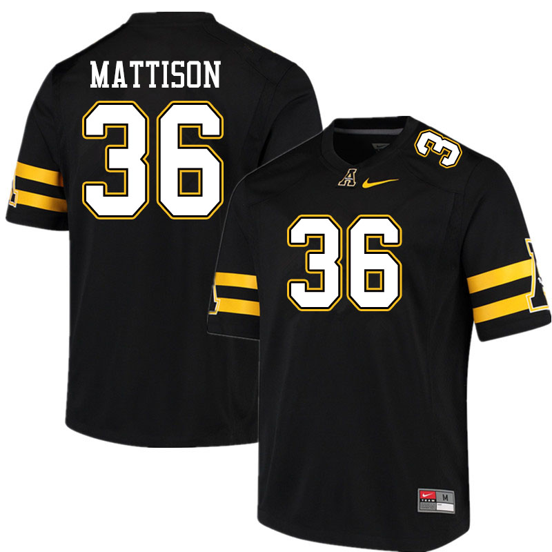 Men #36 Brock Mattison Appalachian State Mountaineers College Football Jerseys Sale-Black